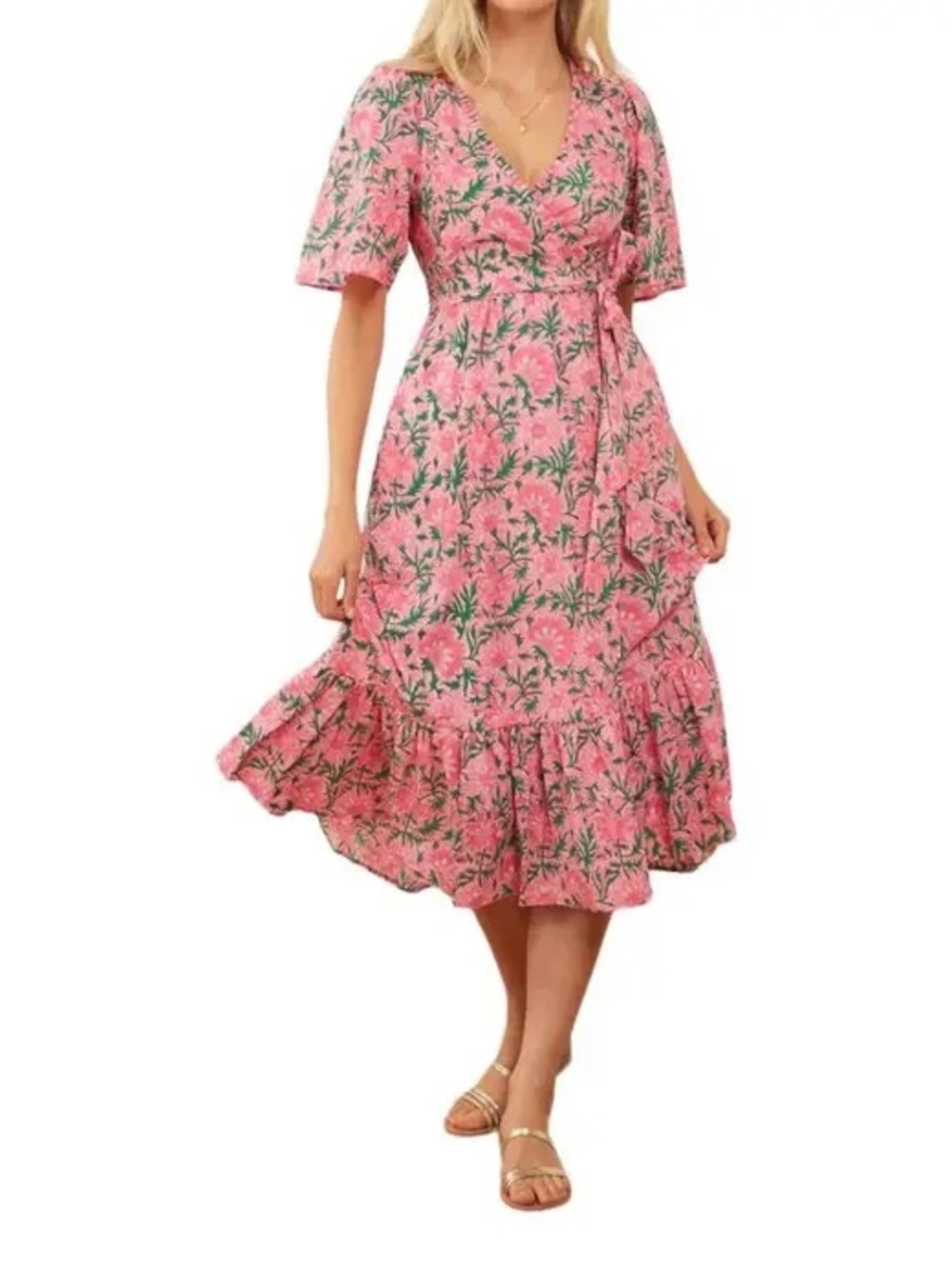 PINK CITY PRINTS JEMIMA WRAP DRESS - BUBBLEGUM ROSE